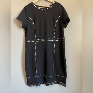 Black shift dress silver studded Phase7Seven size 14 rocker artsy office wear‎